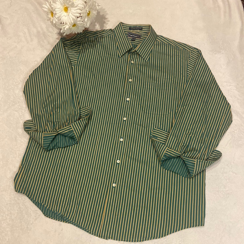 PAUL FREDRICK French Cuff  17 1/2 - 35 Striped Shirt